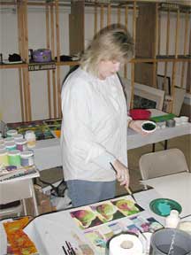 Nancy Painting at Burridge Workshop